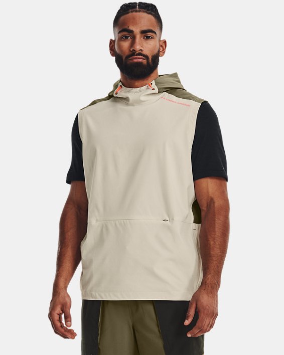 Men's UA RUSH™ Woven Hooded Vest, Brown, pdpMainDesktop image number 0
